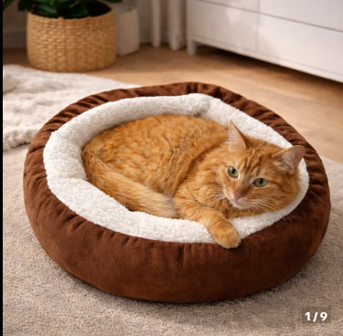 Caminha de Pelinho 50x50cm Para Pet Tamanho P Cama Redonda Sherpa Confortável