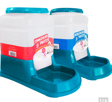 Kit Bebedouro Comedouro Automático Cachorro Gato Prático 3Lt - Duplo