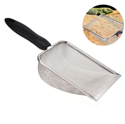 Pá Peneira de Areia Coletora Higiênica Pet Gato Cachorro Lagarto Aço Inox - Caixa de Areia