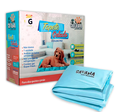 Tapete Gelado Refrescante para Cachorro Gato Savana Pet - Grande 90x50cm