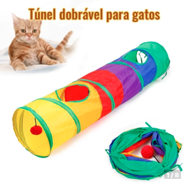 Brinquedo Interativo Para Gatos Pets Túnel Labirinto Colorido